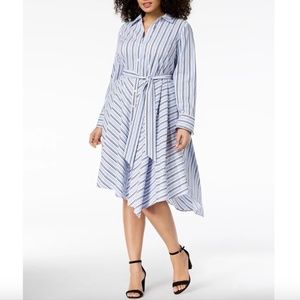 NEW  button down shirtdress  I.N.C. Striped Asymmetrical petite 6